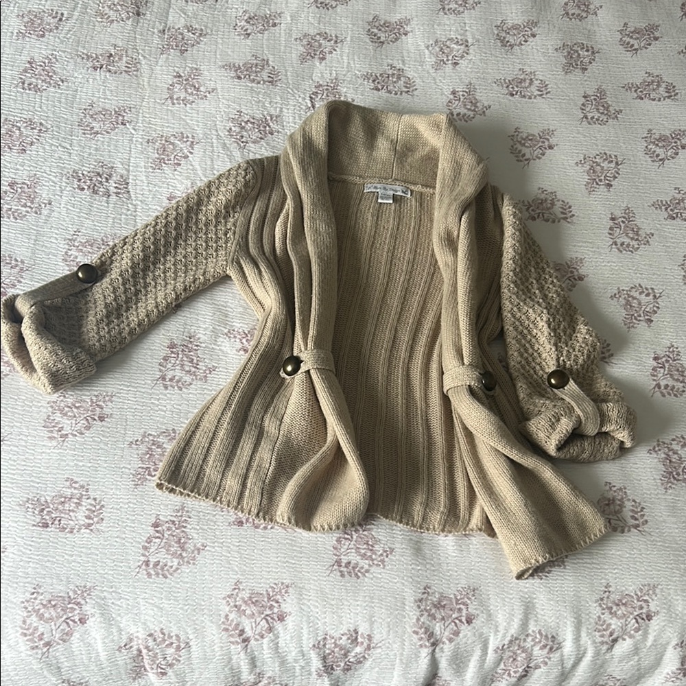 Love By Design Cream Chunky Knit Cardigan Sweater